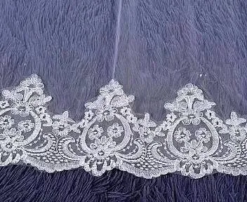 Charming Long Tulle Lace With Appliques Chapel Veils Wedding Veil