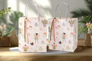 Cheerland Fairy Bags Girl Birthday Party Favor Enchanted Forest Goodie Princess Tea Decorations Candy Gift Woodland Theme Baby Showel Supplies Magical Pack of 8