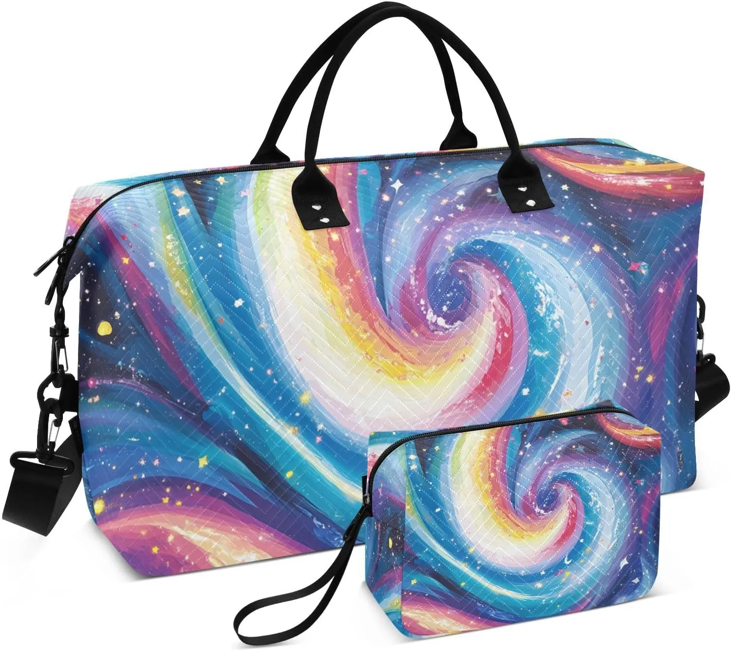 Chroma Milky Way Galaxy Travel Handle Bag Set - Multiple Compartments and Airplane Approved, Storing Travel Bag with Small Storage Bag for Weekend Getaways, Business Trips