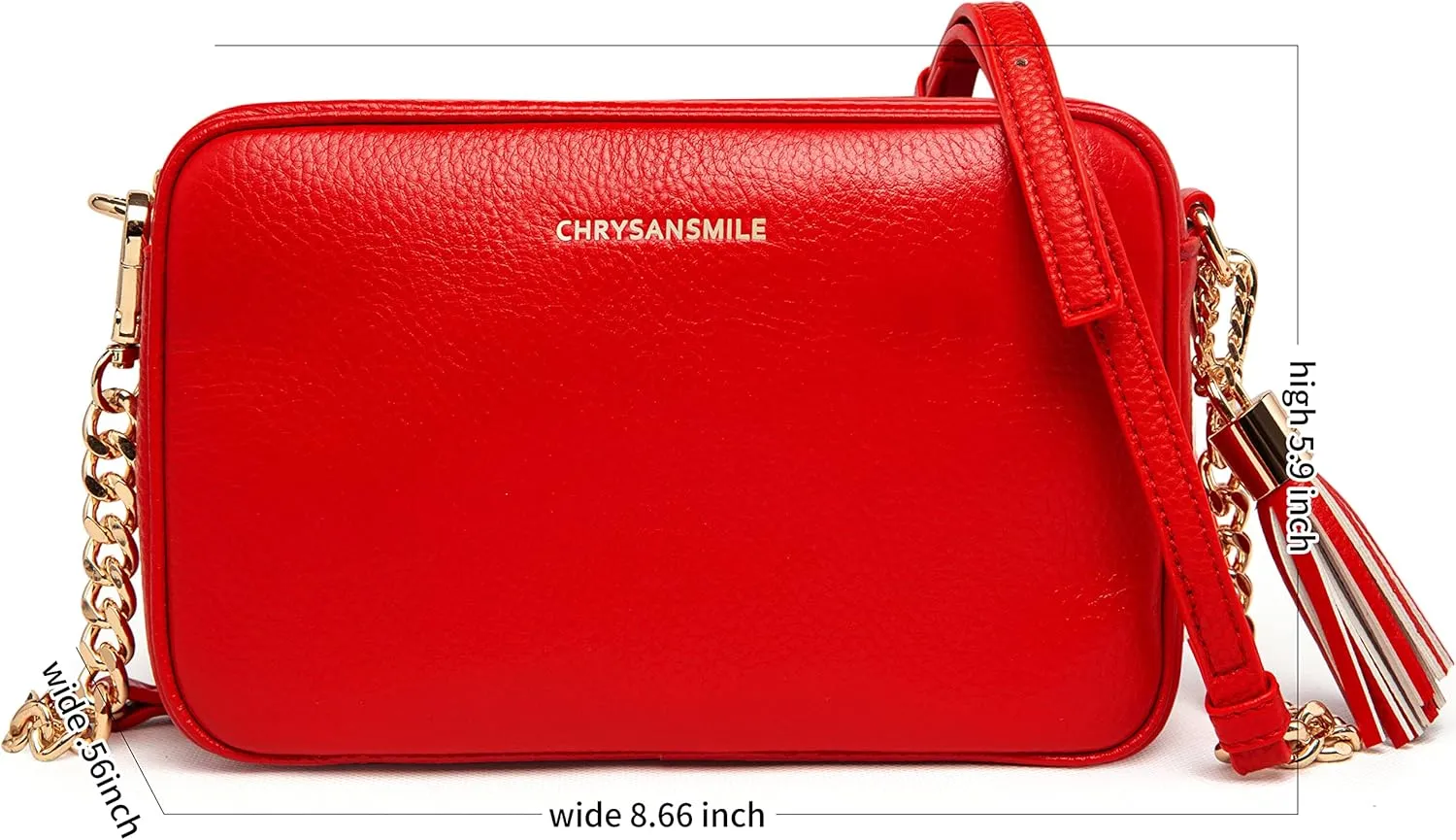 Chrysansmile Crossbody Bags for Women Genuine Leather Small Purse Black Soft Cross Body Bag with Tassel