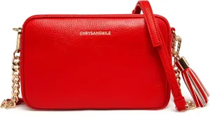 Chrysansmile Crossbody Bags for Women Genuine Leather Small Purse Black Soft Cross Body Bag with Tassel