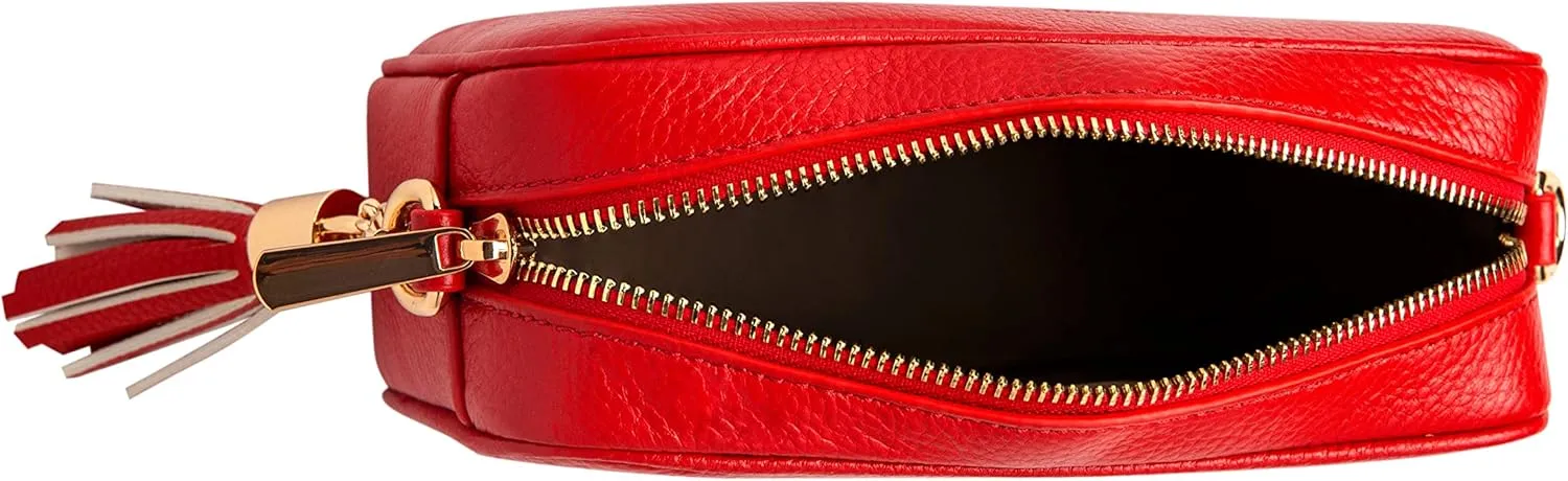 Chrysansmile Crossbody Bags for Women Genuine Leather Small Purse Black Soft Cross Body Bag with Tassel