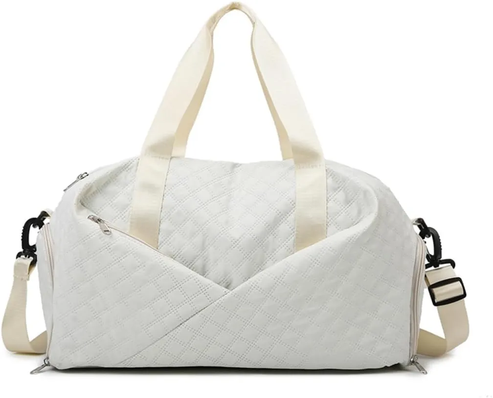 ChuLian Duffle Bag for Women Personalized Weekender Bags for Women Girls Quilted Travel Duffle Bag Monogrammed Overnight Bags for Women Duffel Bag Hospital Bag for Women Beige