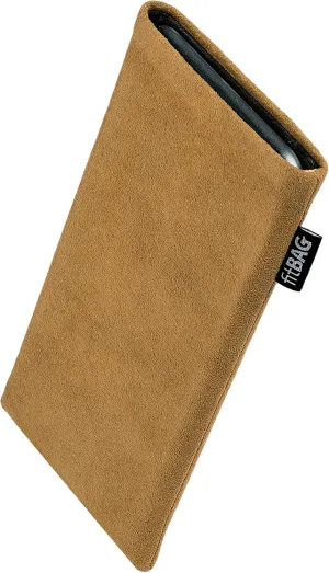 Classic Sand Custom Tailored Sleeve for Mobistel Cynus T2. Genuine Alcantara Pouch with Integrated Microfibre Lining for Display Cleaning