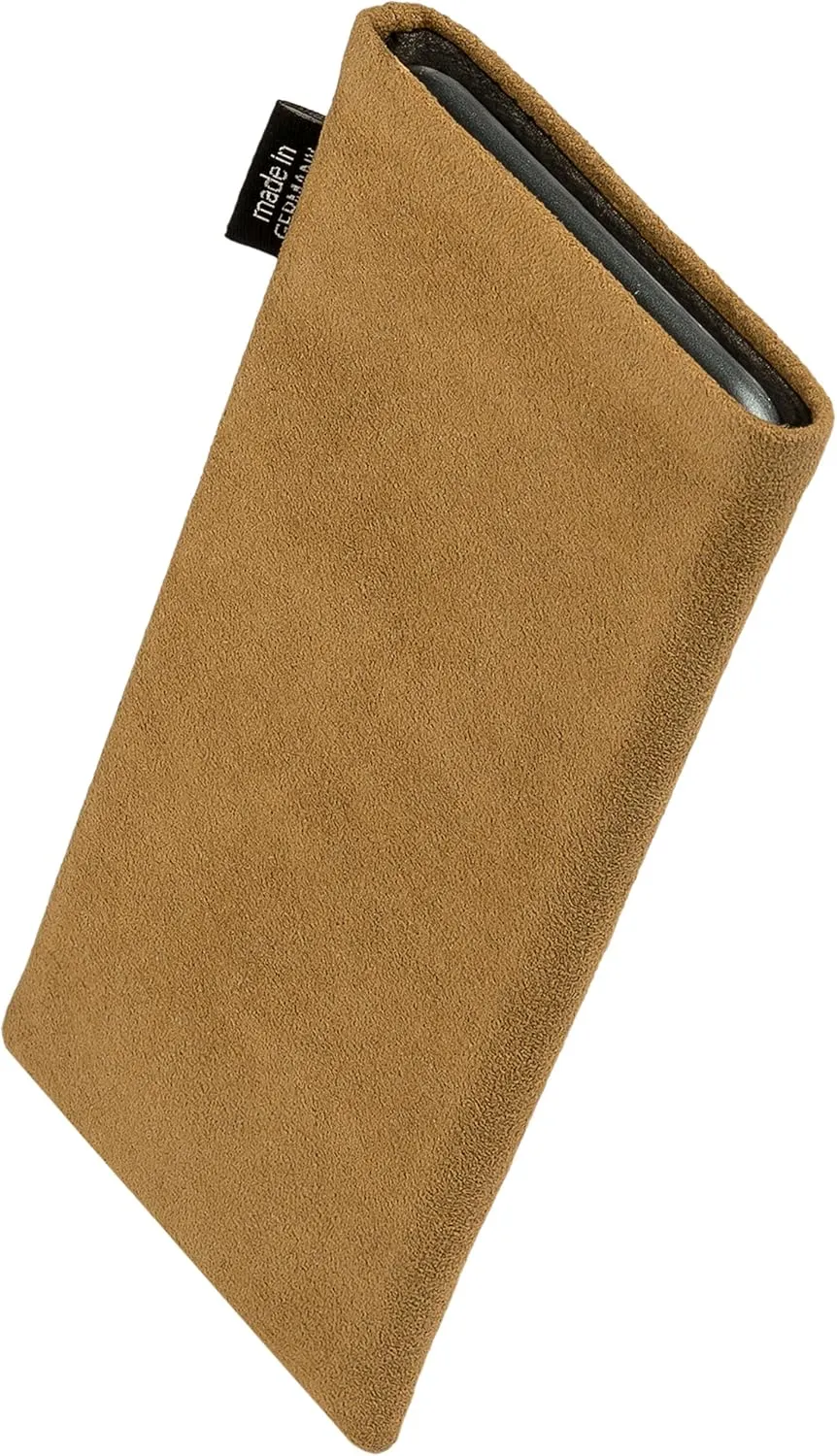 Classic Sand Custom Tailored Sleeve for Mobistel Cynus T2. Genuine Alcantara Pouch with Integrated Microfibre Lining for Display Cleaning