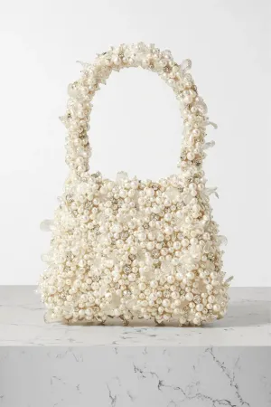 CLIO PEPPIATT
Crystal Pearl embellished tulle shoulder bag