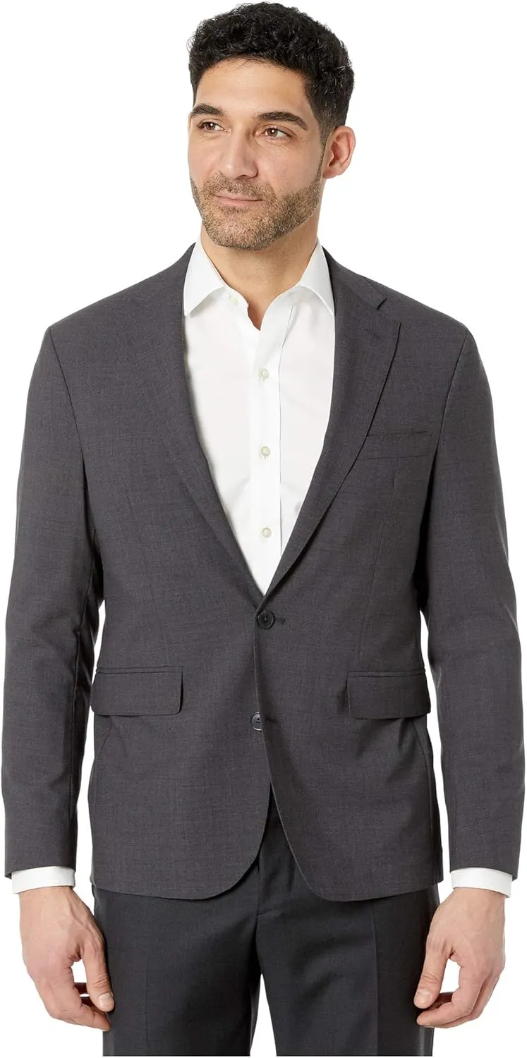 Cole Haan Men's Slim Fit Stretch Suit Separates-Custom Pant Size Selection, Charcoal Jacket, 48R