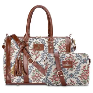 Combo: Adelina Series Sling & Lorna Handbag - Durable Tapestry | Adjustable Strap | Pink-Floral