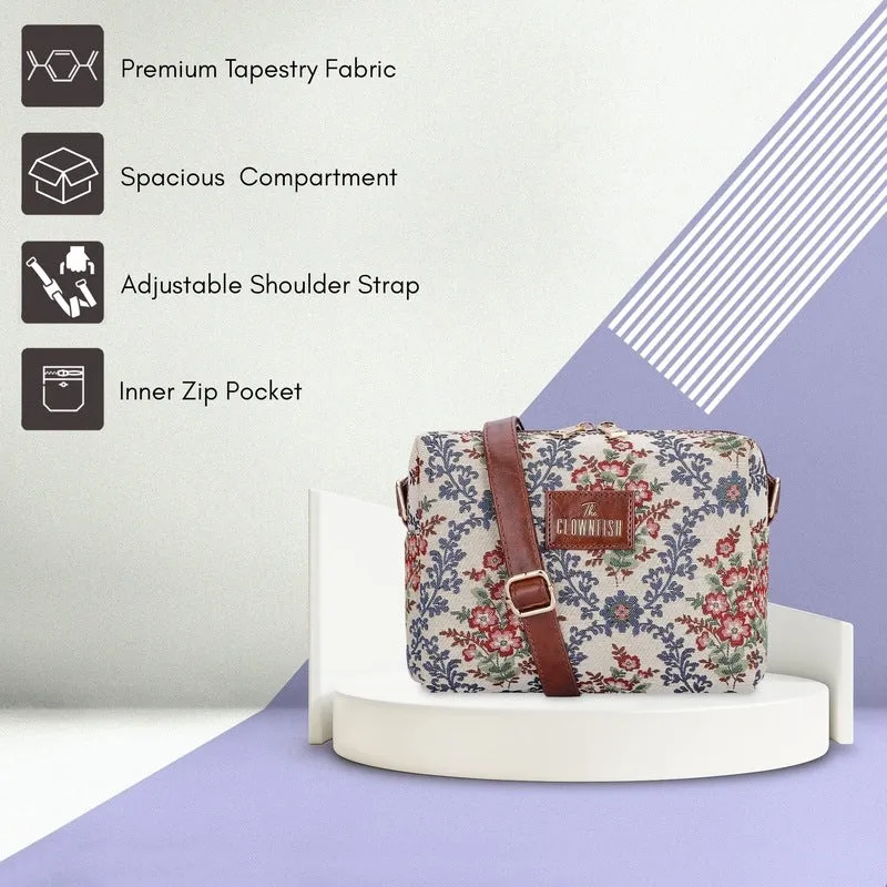 Combo: Adelina Series Sling & Lorna Handbag - Durable Tapestry | Adjustable Strap | Pink-Floral