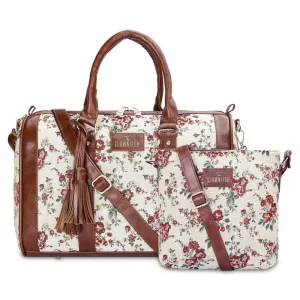 Combo: Clownfish Linda Sling & Lorna Handbag - Stylish, Versatile | Adjustable Strap | M | White-Floral