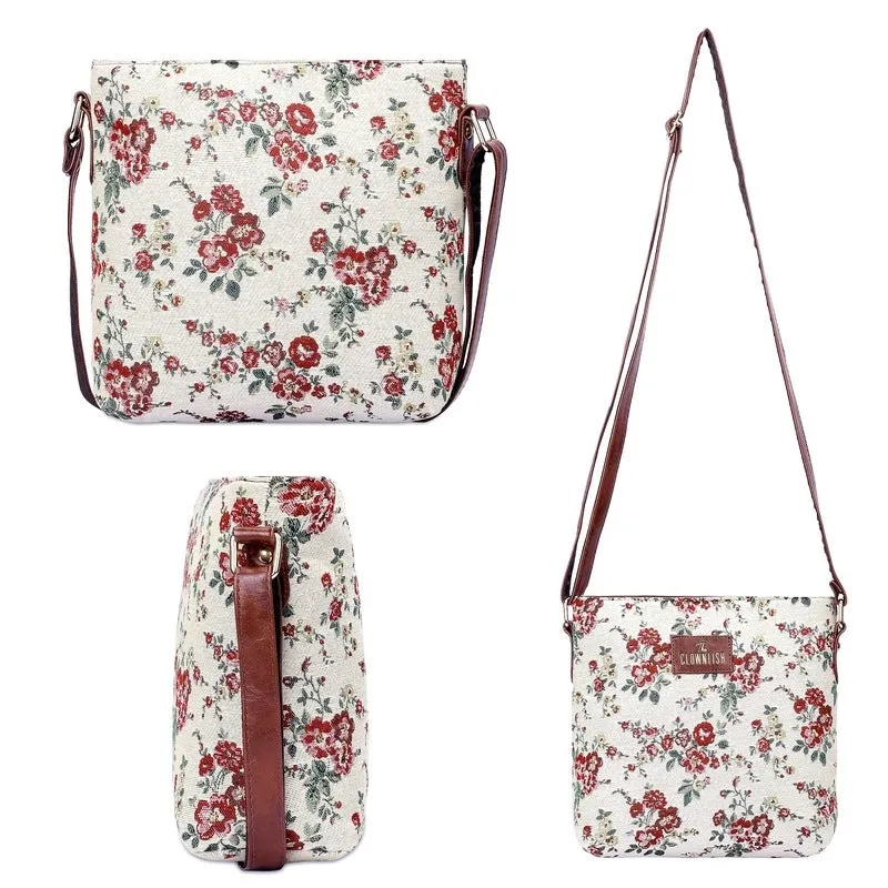Combo: Clownfish Linda Sling & Lorna Handbag - Stylish, Versatile | Adjustable Strap | M | White-Floral