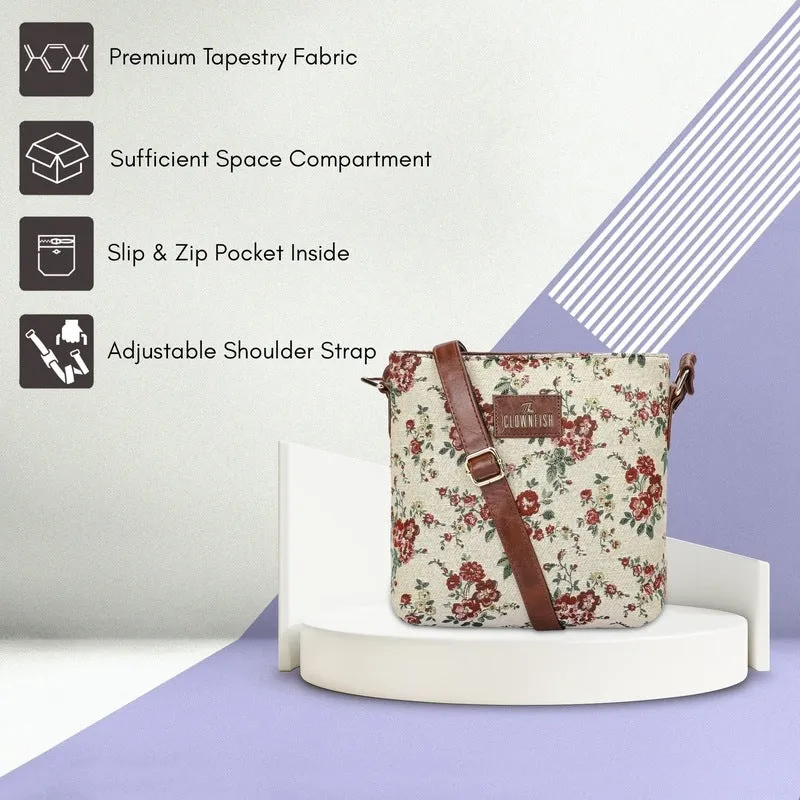 Combo: Clownfish Linda Sling & Lorna Handbag - Stylish, Versatile | Adjustable Strap | M | White-Floral
