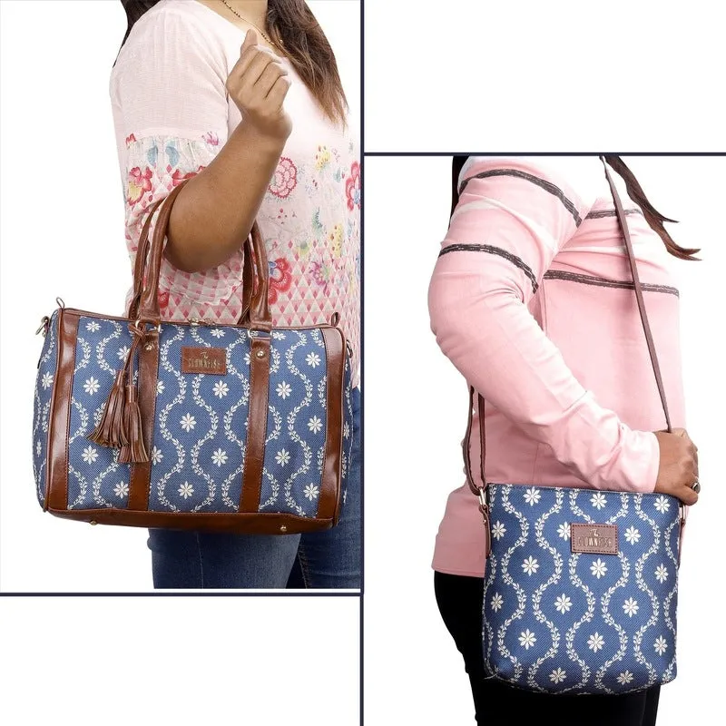 Combo: Lorna & Aahna Handbag & Sling Bag Set | Lightweight | 16L | Royal Blue