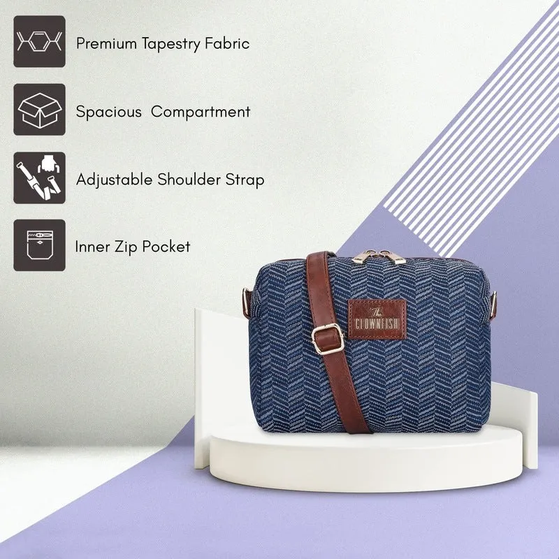 Combo: Stylish Sling Bag & Handbag Set for Women | Adjustable Strap | 20.7L | Blue Stripes