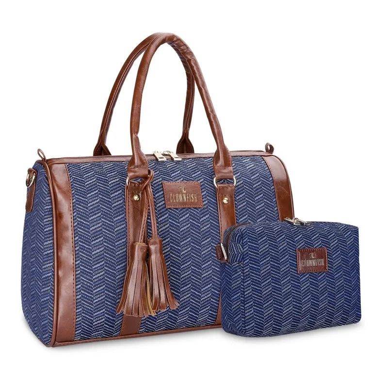 Combo: Stylish Sling Bag & Handbag Set for Women | Adjustable Strap | 20.7L | Blue Stripes