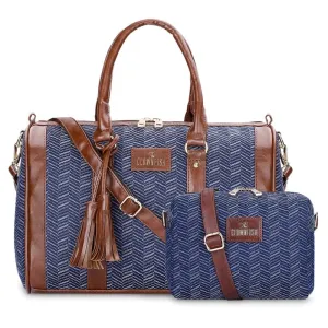 Combo: Stylish Sling Bag & Handbag Set for Women | Adjustable Strap | 20.7L | Blue Stripes