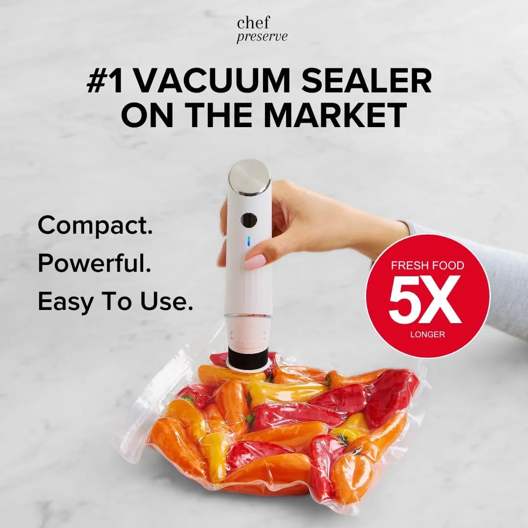 Compact Vacuum Sealer For Food (Vacuum Sealer Machine   3 Glass Vacuum Containers   30 Reusable Vacuum Bags) Powerful Handheld Vacuum Seal Machine, Seal Meal Saver, Portable Food Sealer