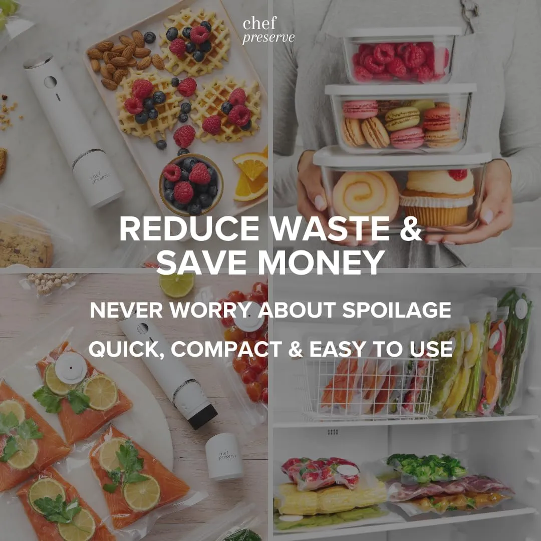 Compact Vacuum Sealer For Food (Vacuum Sealer Machine   3 Glass Vacuum Containers   30 Reusable Vacuum Bags) Powerful Handheld Vacuum Seal Machine, Seal Meal Saver, Portable Food Sealer