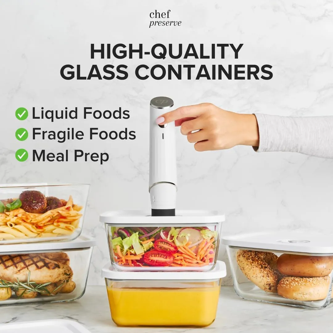 Compact Vacuum Sealer For Food (Vacuum Sealer Machine   3 Glass Vacuum Containers   30 Reusable Vacuum Bags) Powerful Handheld Vacuum Seal Machine, Seal Meal Saver, Portable Food Sealer