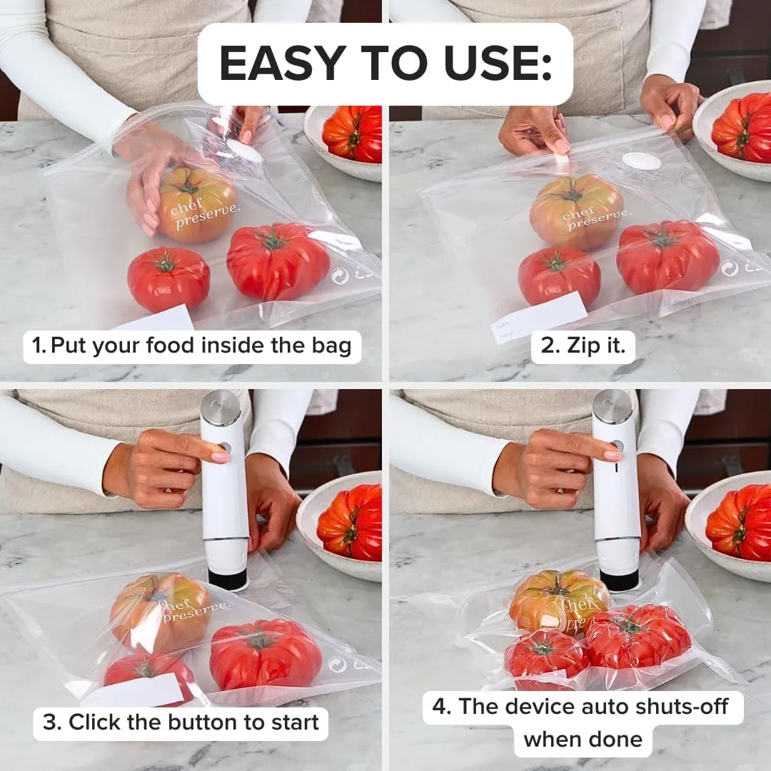 Compact Vacuum Sealer For Food (Vacuum Sealer Machine   3 Glass Vacuum Containers   30 Reusable Vacuum Bags) Powerful Handheld Vacuum Seal Machine, Seal Meal Saver, Portable Food Sealer