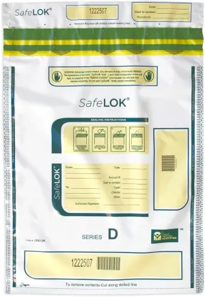 CONTROLTEK SafeLOK Tamper-Evident Seal Cash Deposit Bags - Money Bag With Unique Serial Number - Security Bank Bags 12"x16" (White, 100 Count)
