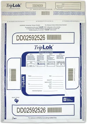 ControlTek TripLok 12" x 16", White, 100 Bags, Tamper-Evident Deposit Bags for Cash Handling & Valuables, Moisture, Heat and Cold Sensitive Ink, Tear-off receipt   Large Barcodes 585043