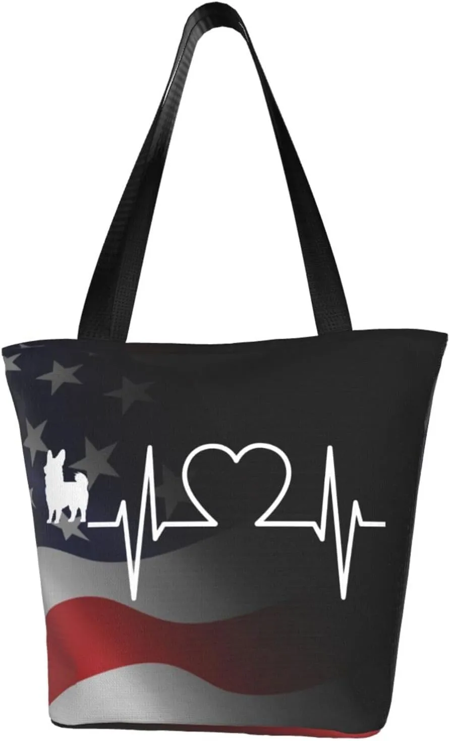 Corgi Dog Heartbeat Fashion Shoulder Bag Large Capacity For Man Or Woman