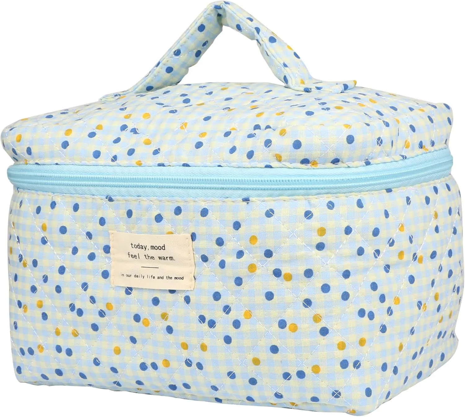 Cosmetic Bags for Women, Cute Floral Makeup Bag, Organizer Storage Make Up Bag, Travel Toiletry Bags, Handbags Purses(BlueDot/Big)