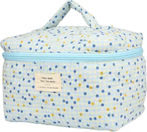 Cosmetic Bags for Women, Cute Floral Makeup Bag, Organizer Storage Make Up Bag, Travel Toiletry Bags, Handbags Purses(BlueDot/Big)