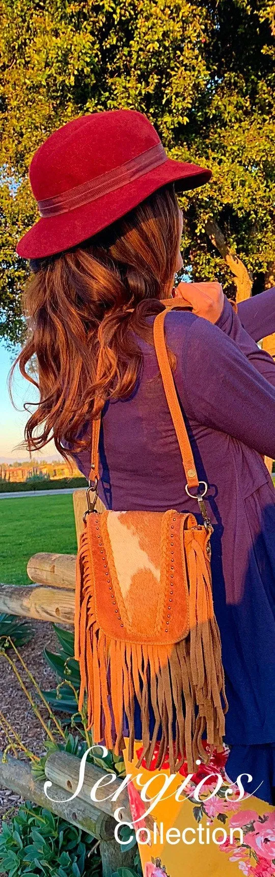 Cowhide crossbody and hipster purse