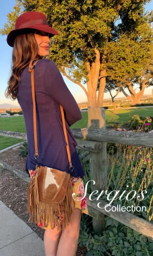 Cowhide crossbody and hipster purse