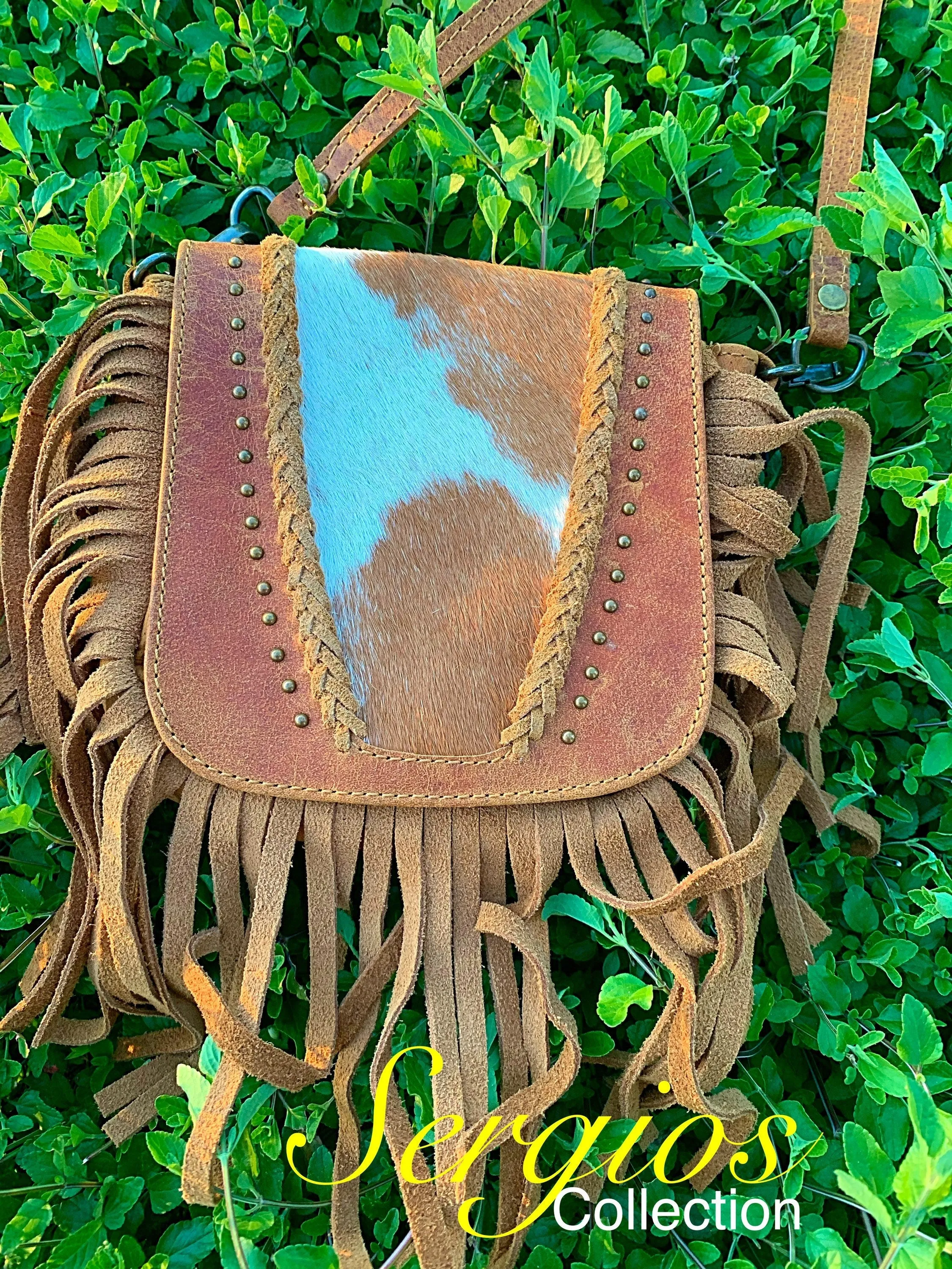 Cowhide crossbody and hipster purse