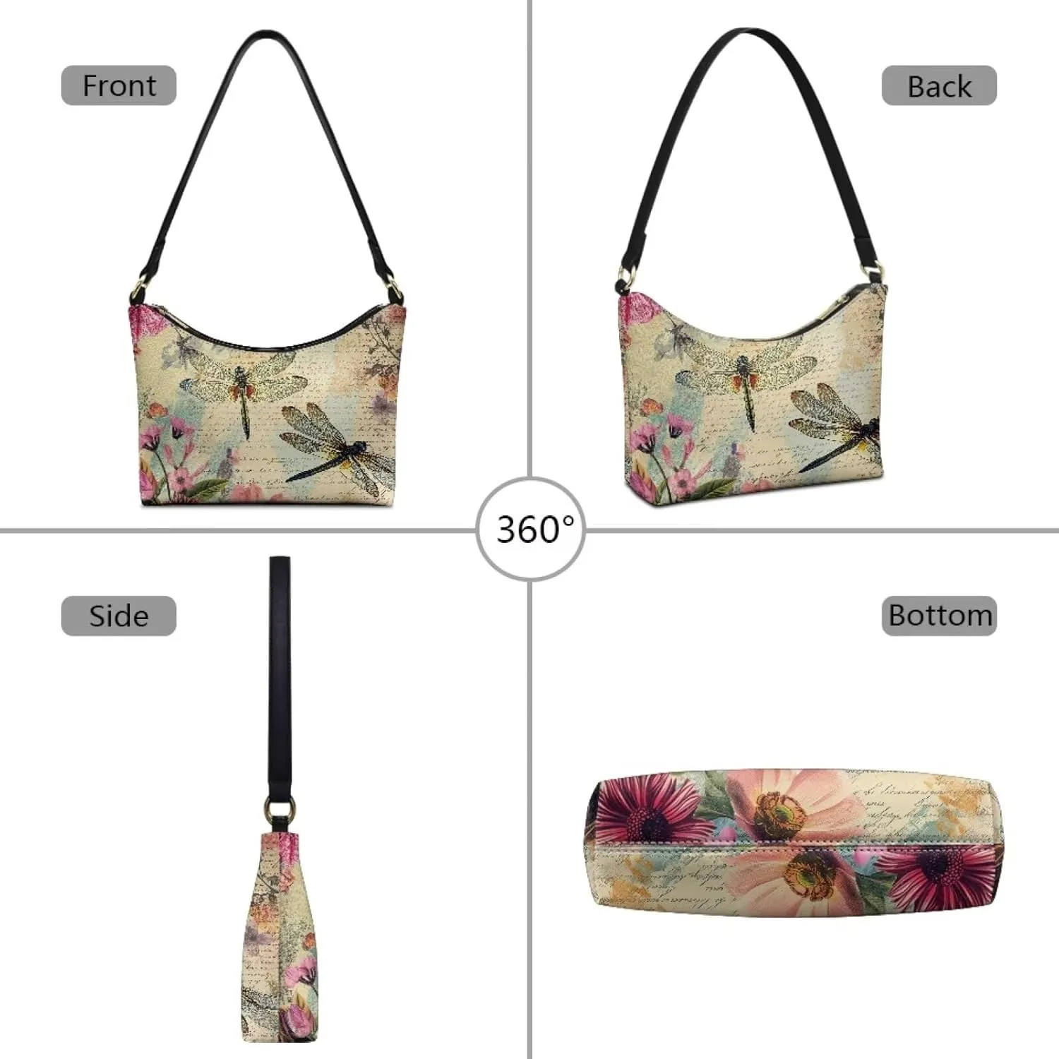 Crescent Shoulder Bags for Women Hobo Handbag Clutch Tote Bag Soft Underarm Purse with Zipper Closure