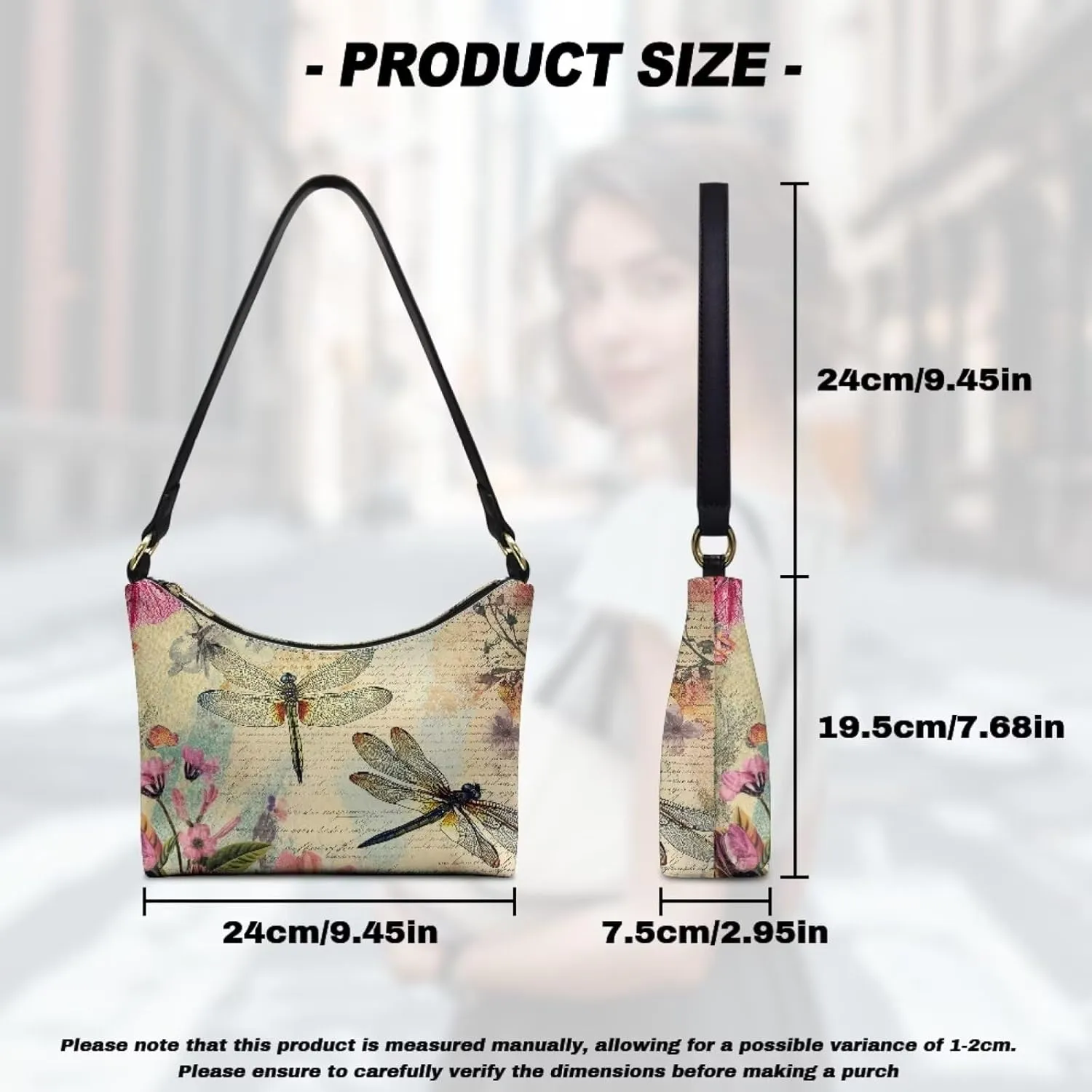 Crescent Shoulder Bags for Women Hobo Handbag Clutch Tote Bag Soft Underarm Purse with Zipper Closure