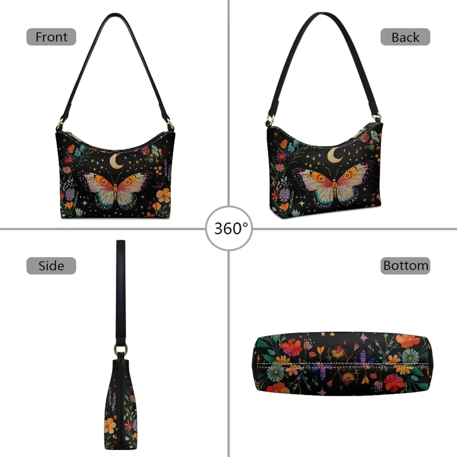 Crescent Shoulder Bags for Women Hobo Handbag Clutch Tote Bag Soft Underarm Purse with Zipper Closure