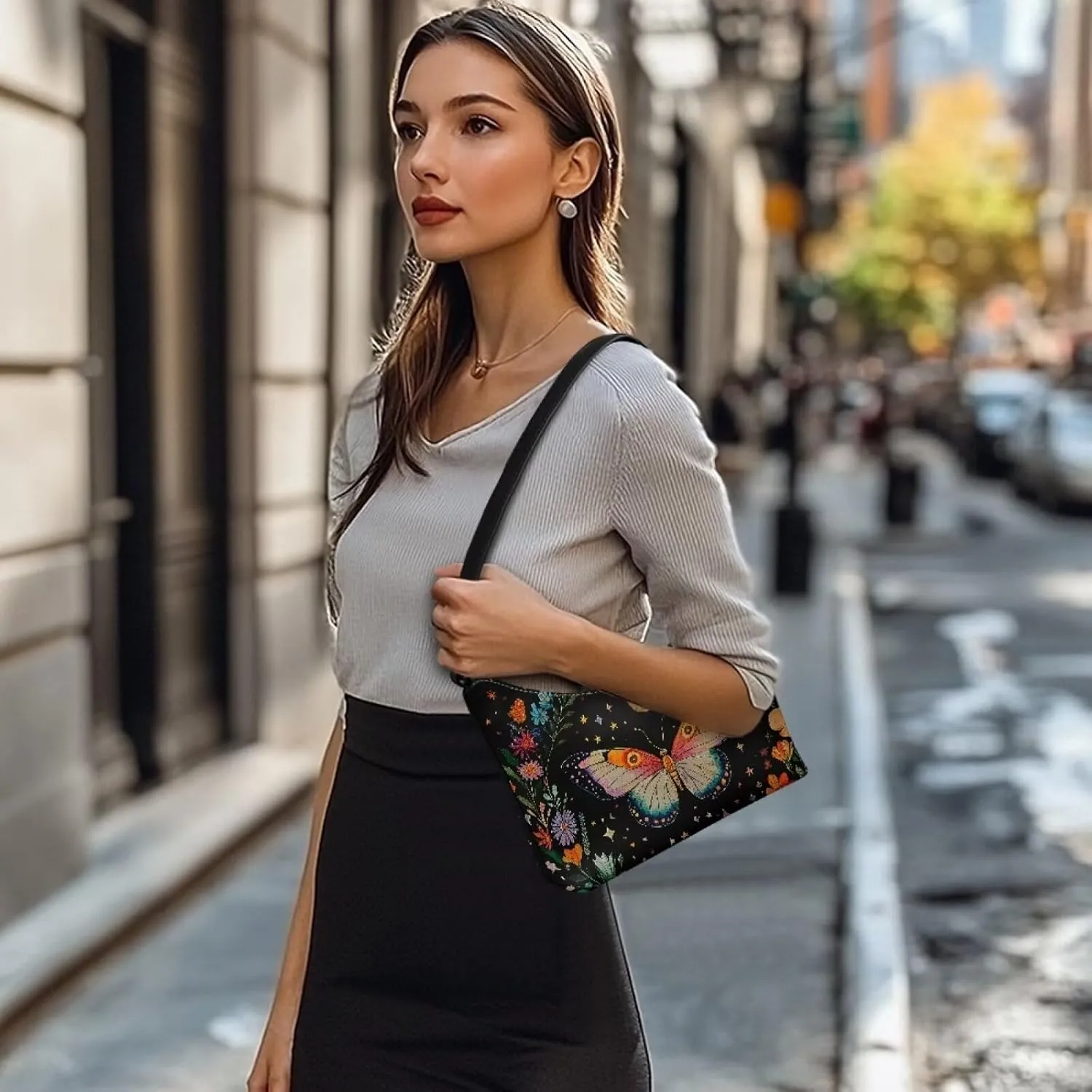 Crescent Shoulder Bags for Women Hobo Handbag Clutch Tote Bag Soft Underarm Purse with Zipper Closure