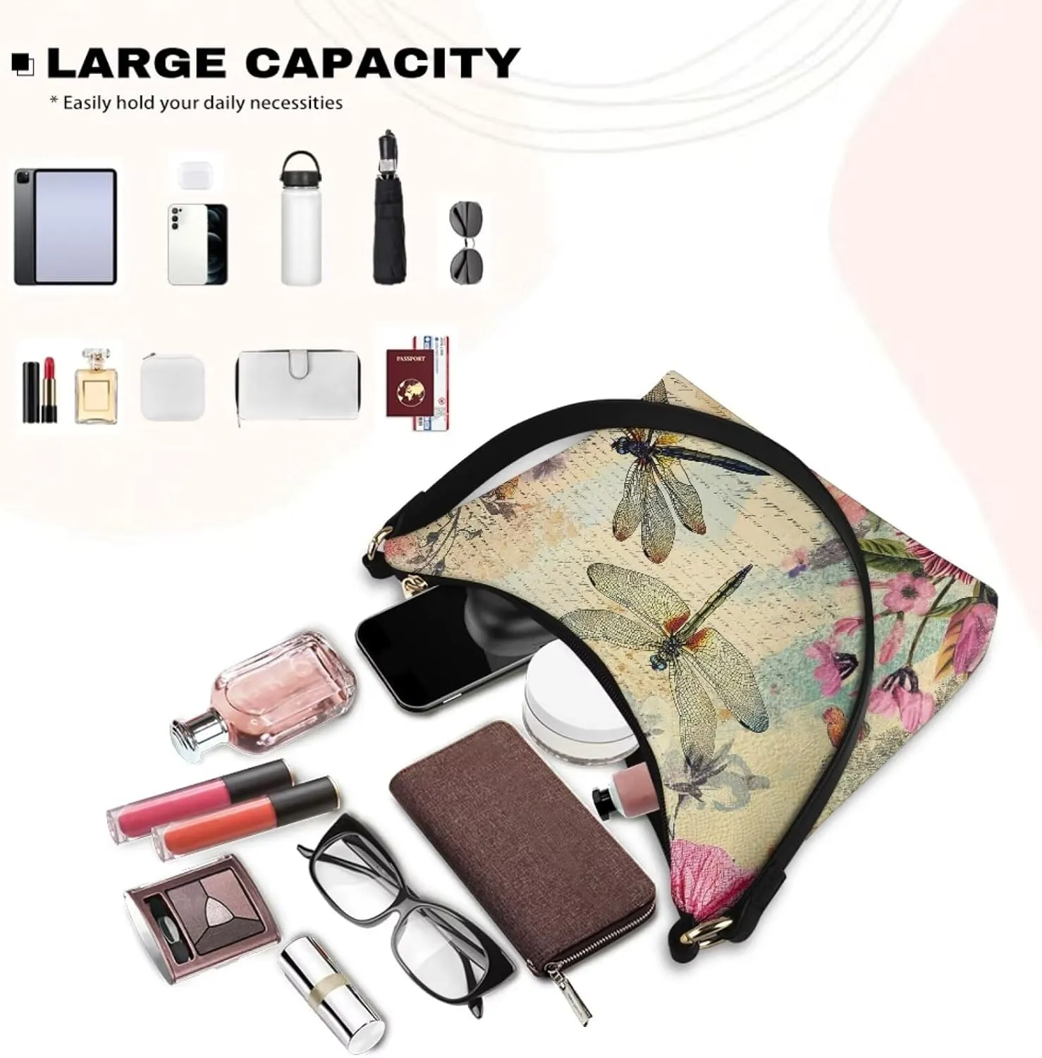 Crescent Shoulder Bags for Women Hobo Handbag Clutch Tote Bag Soft Underarm Purse with Zipper Closure
