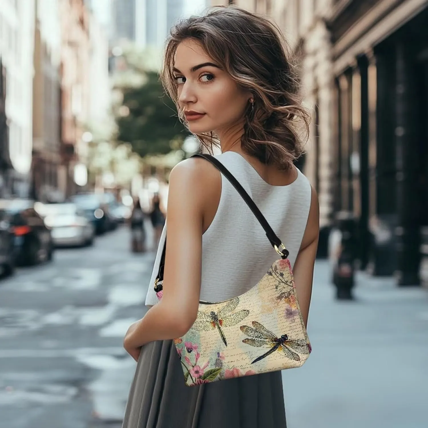 Crescent Shoulder Bags for Women Hobo Handbag Clutch Tote Bag Soft Underarm Purse with Zipper Closure