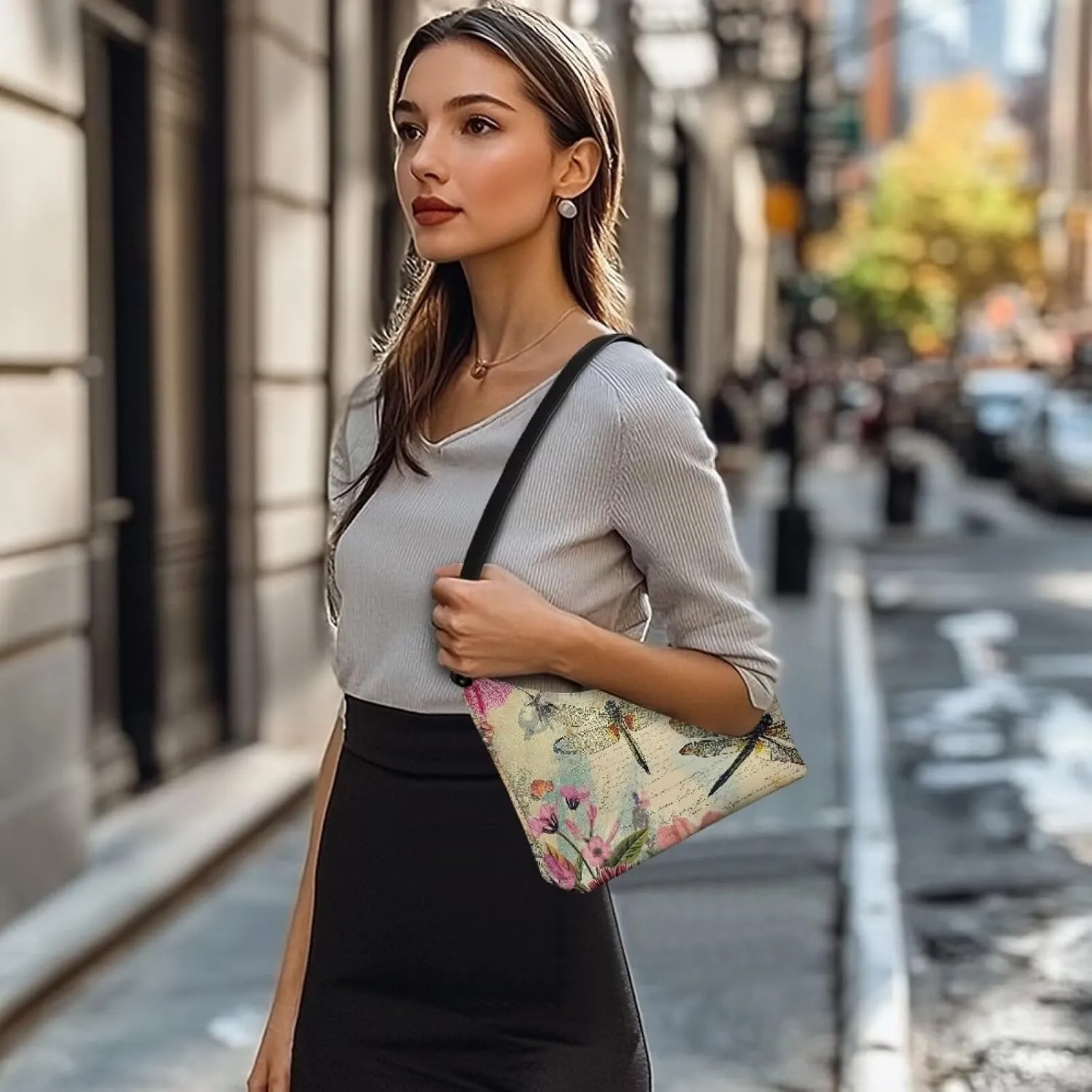 Crescent Shoulder Bags for Women Hobo Handbag Clutch Tote Bag Soft Underarm Purse with Zipper Closure