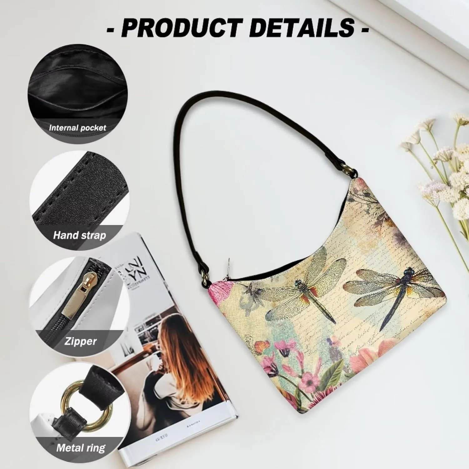 Crescent Shoulder Bags for Women Hobo Handbag Clutch Tote Bag Soft Underarm Purse with Zipper Closure