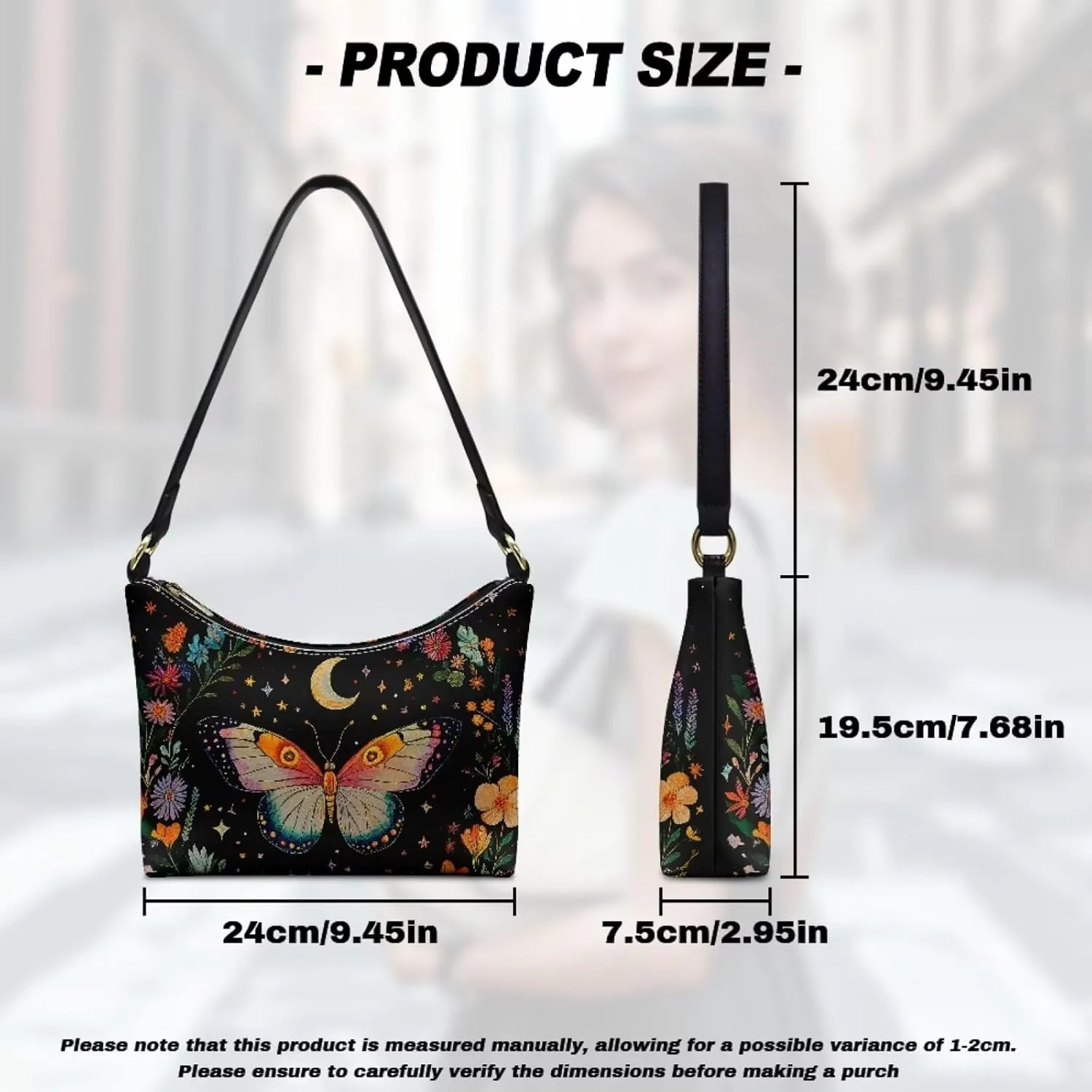 Crescent Shoulder Bags for Women Hobo Handbag Clutch Tote Bag Soft Underarm Purse with Zipper Closure
