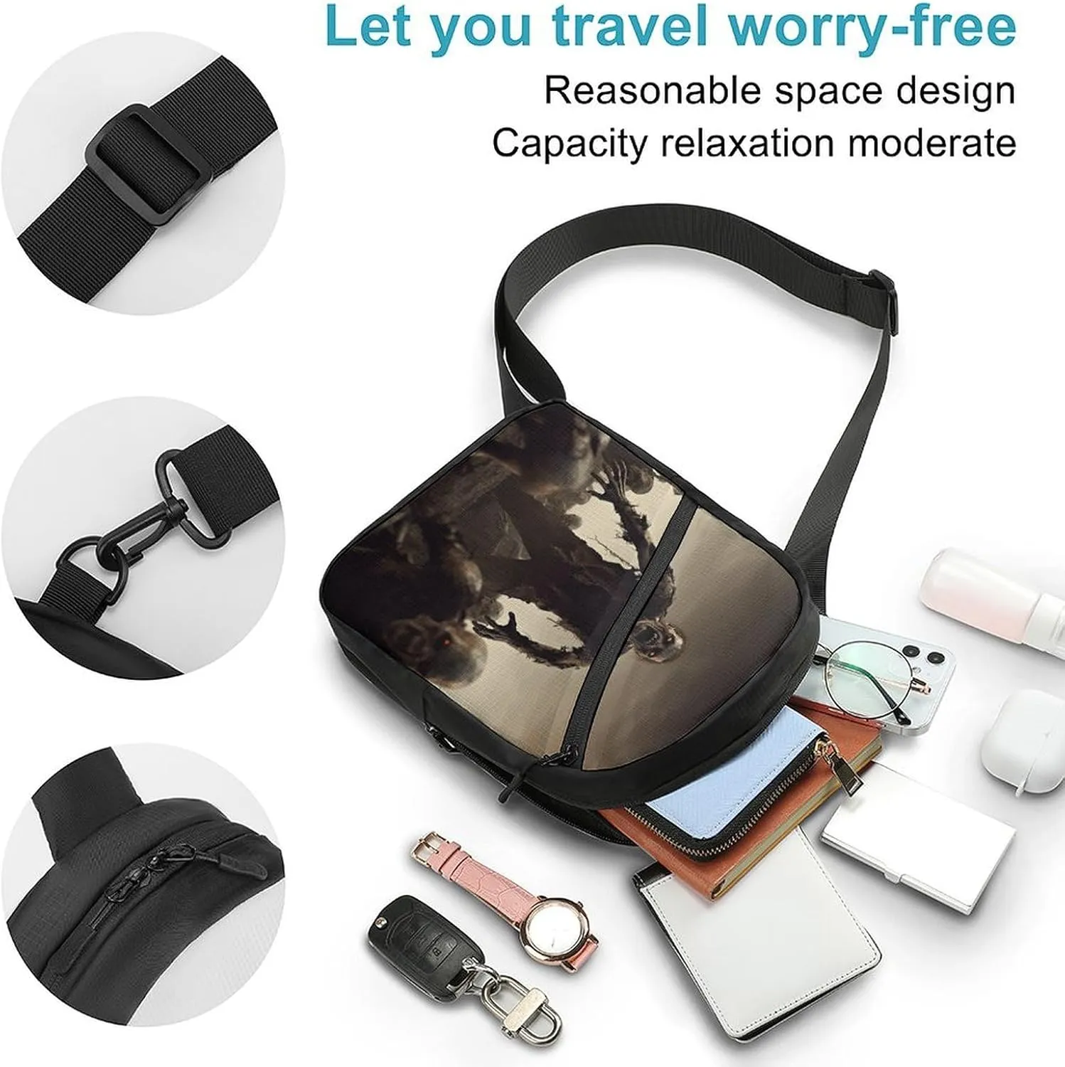 Crossbody Bag for Women Men Chest Bag Meat Slices Pattern Sling Bag Crossbody Shoulder Bag Sling Backpack