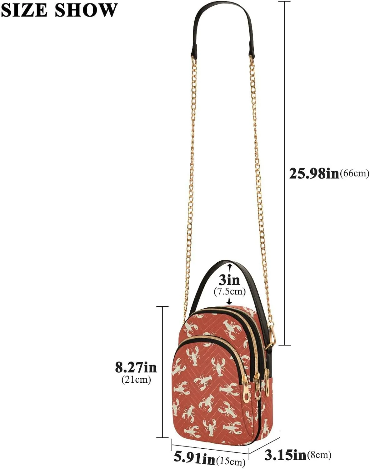 Crossbody Bags for Women Lobster Quilted Chain Crossbody Purses Trendy Blue Wave Cross Body Phone Purse Handbag