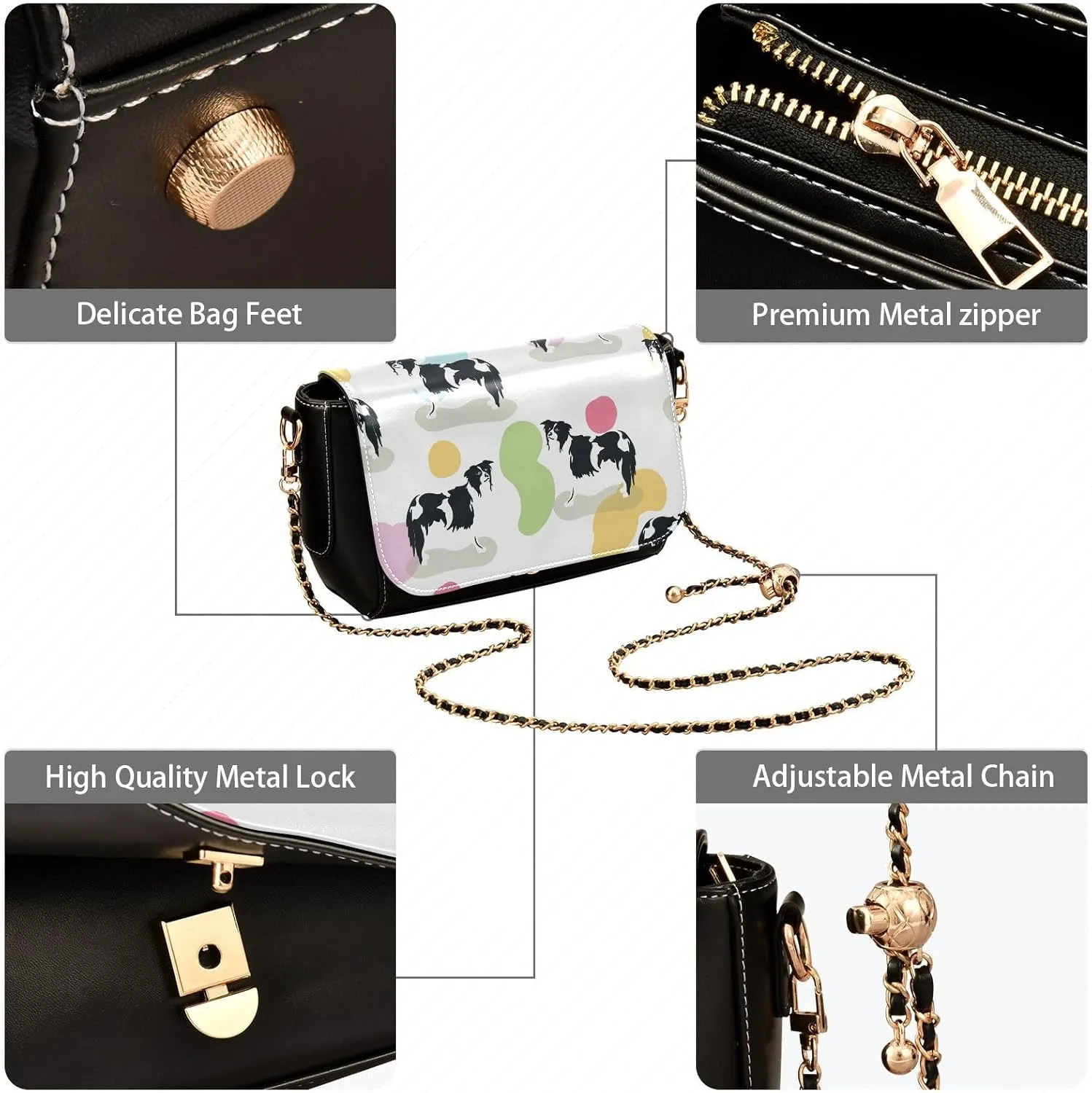 Crossbody Bags for Women Trendy Women's Black Shoulder Bag Small PU Leather Flap Cross Body Bag Handbags