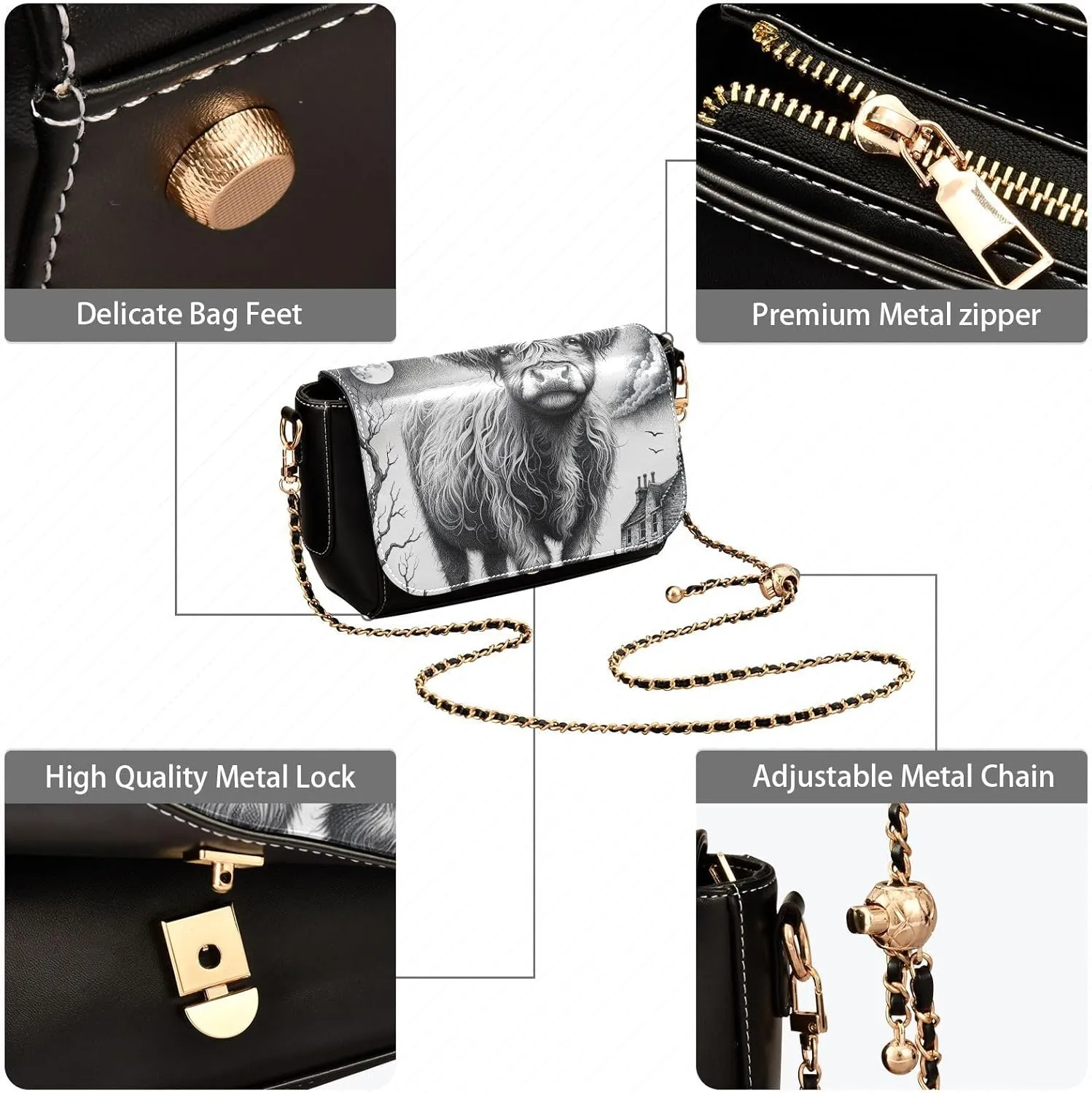 Crossbody Bags for Women Trendy Women's Black Shoulder Bag Small PU Leather Flap Cross Body Bag Handbags