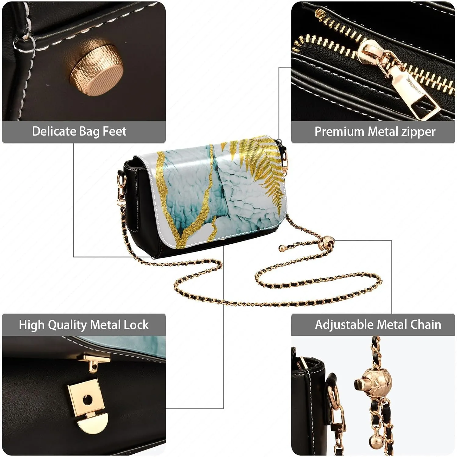 Crossbody Bags for Women Trendy Women's Black Shoulder Bag Small PU Leather Flap Cross Body Bag Handbags