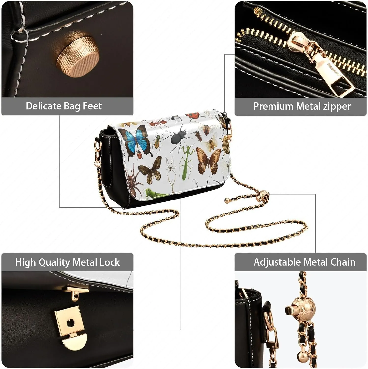 Crossbody Bags for Women Trendy Women's Black Shoulder Bag Small PU Leather Flap Cross Body Bag Handbags