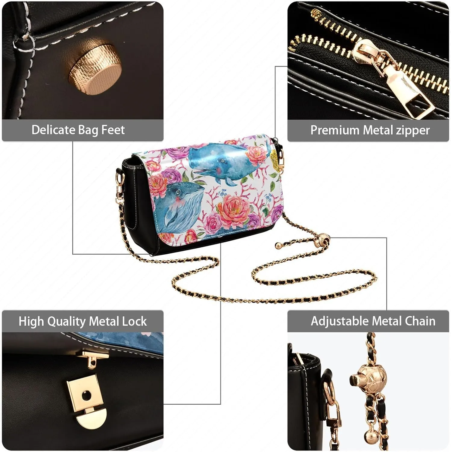 Crossbody Bags for Women Trendy Women's Black Shoulder Bag Small PU Leather Flap Cross Body Bag Handbags