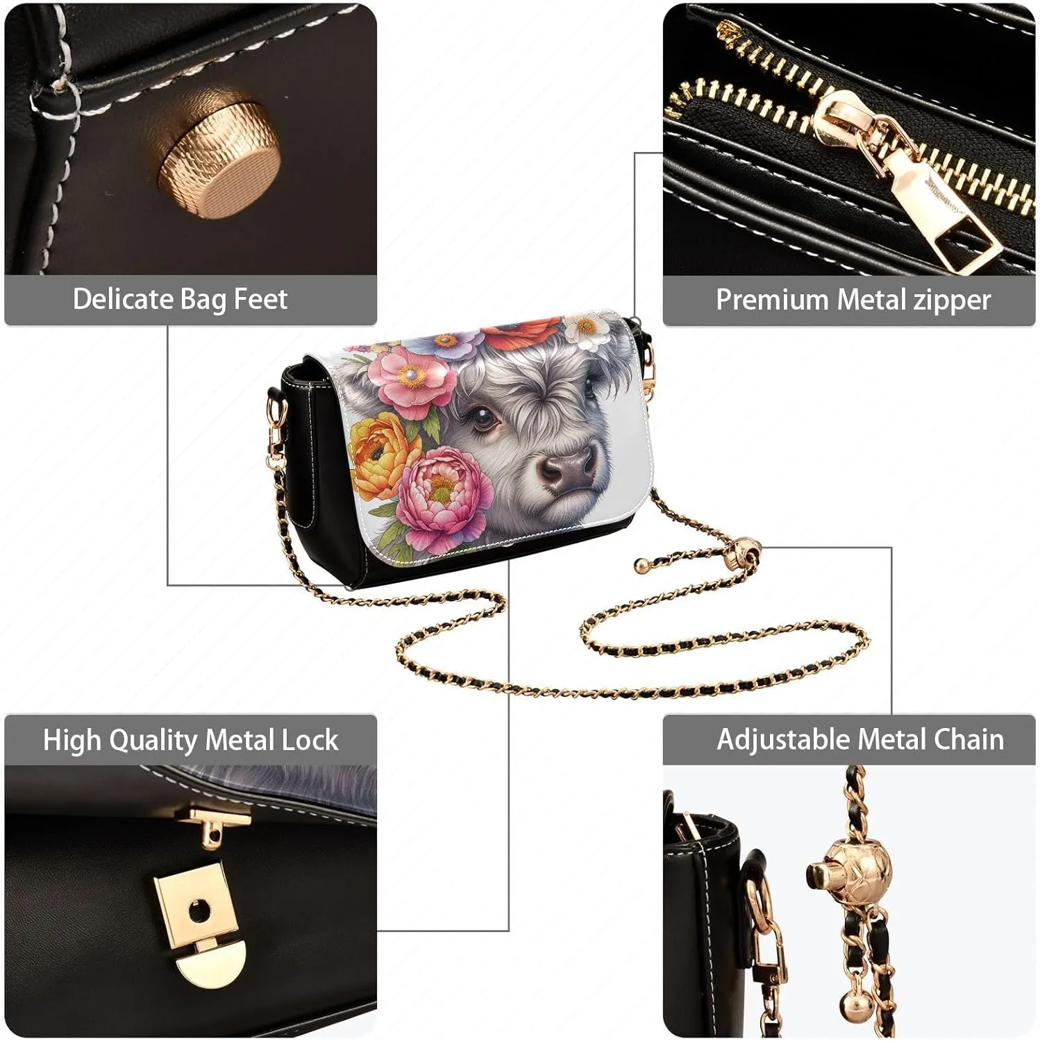 Crossbody Bags for Women Trendy Women's Black Shoulder Bag Small PU Leather Flap Cross Body Bag Handbags