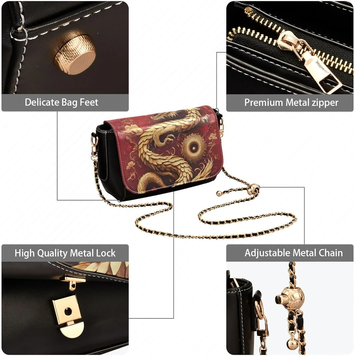 Crossbody Bags for Women Trendy Women's Black Shoulder Bag Small PU Leather Flap Cross Body Bag Handbags
